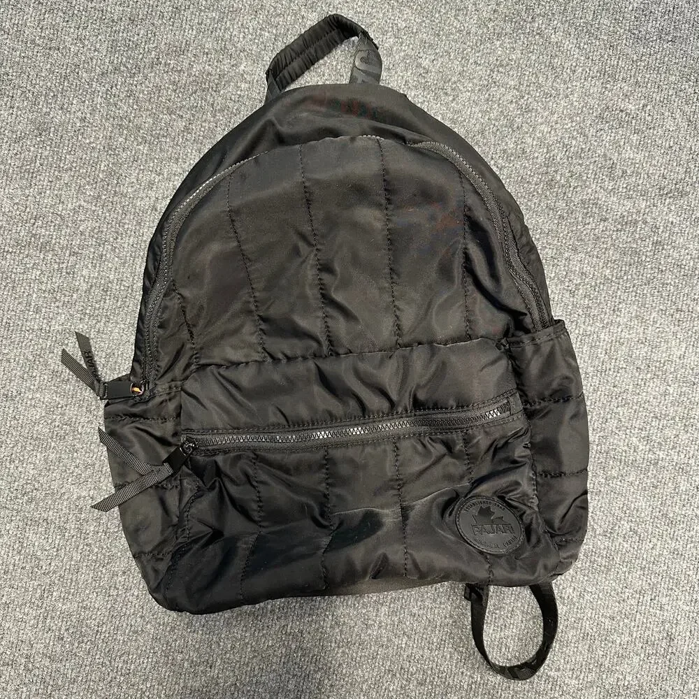 Pajar Twill Dome Quilted Puff Backpack Black Neutral Laptop Pocket Luggage Strap